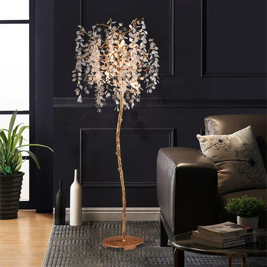 Post-Modern Crystal Branch Floor Lamp Luxury Living Room Lighting