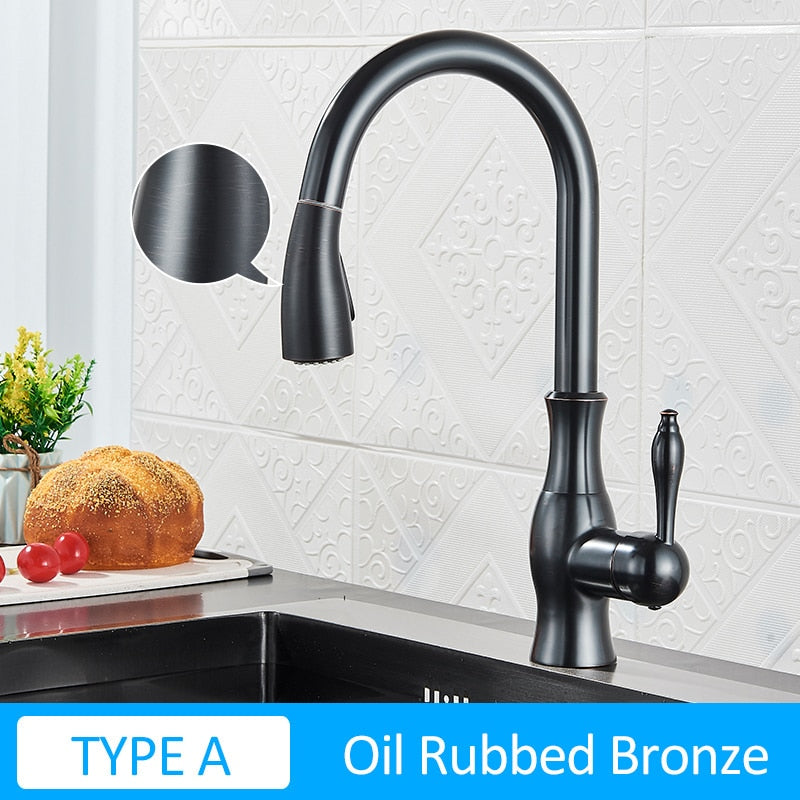 Black Kitchen Faucets Pull Out Kitchen Sink Mixer Tap Single Lever Water Mixer Tap Crane For Kitchen 360 Rotation Mixer