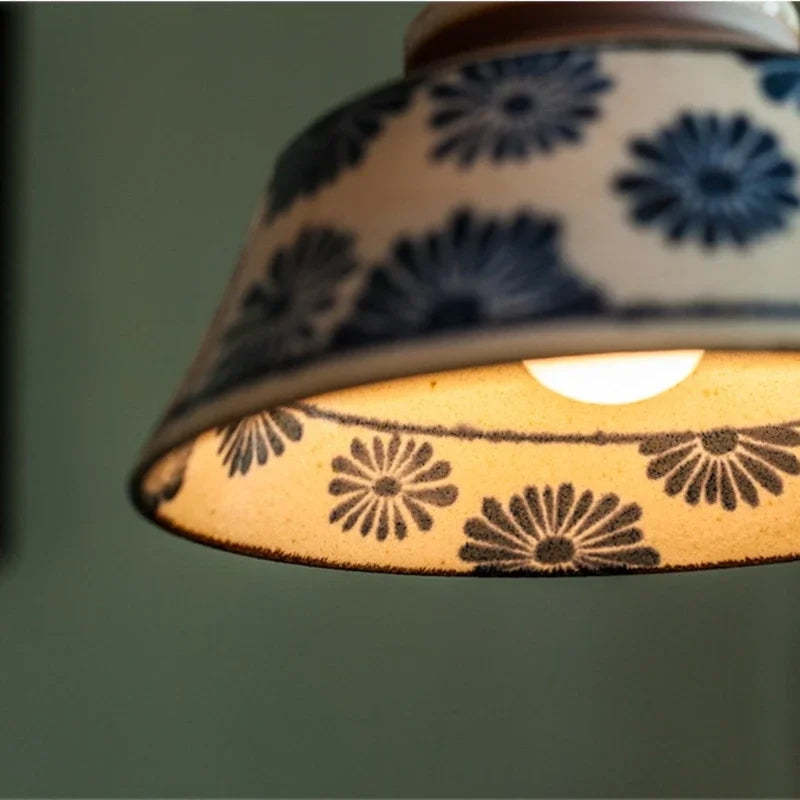 Hand-Painted Ceramic Pendant Light for Dining & Living Room