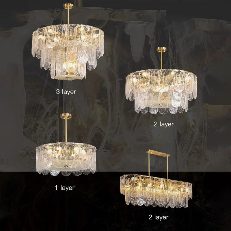 Ginevra Strand Gold LED Marble Crystal Glass Chandelier