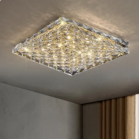 Modern Square Crystal LED Ceiling Light Luxury Bedroom Living Room