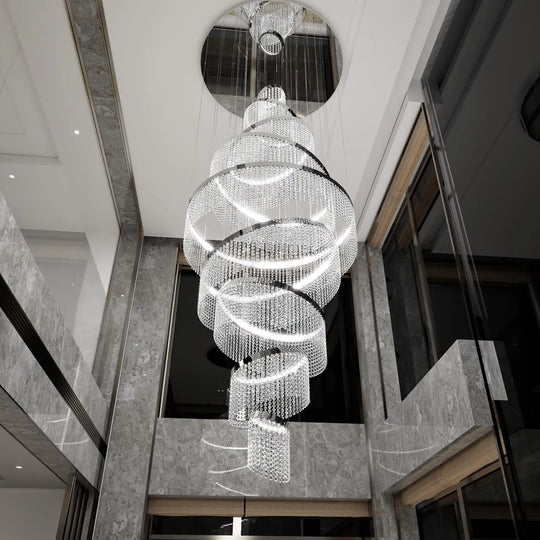 Large Crystal Ring Chandelier for High Ceilings & Staircase Foyers