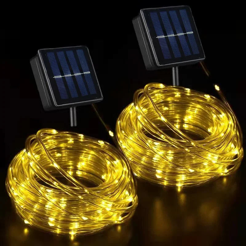 Solar LED Rope String Lights Outdoor Garden Wedding Balcony Decor