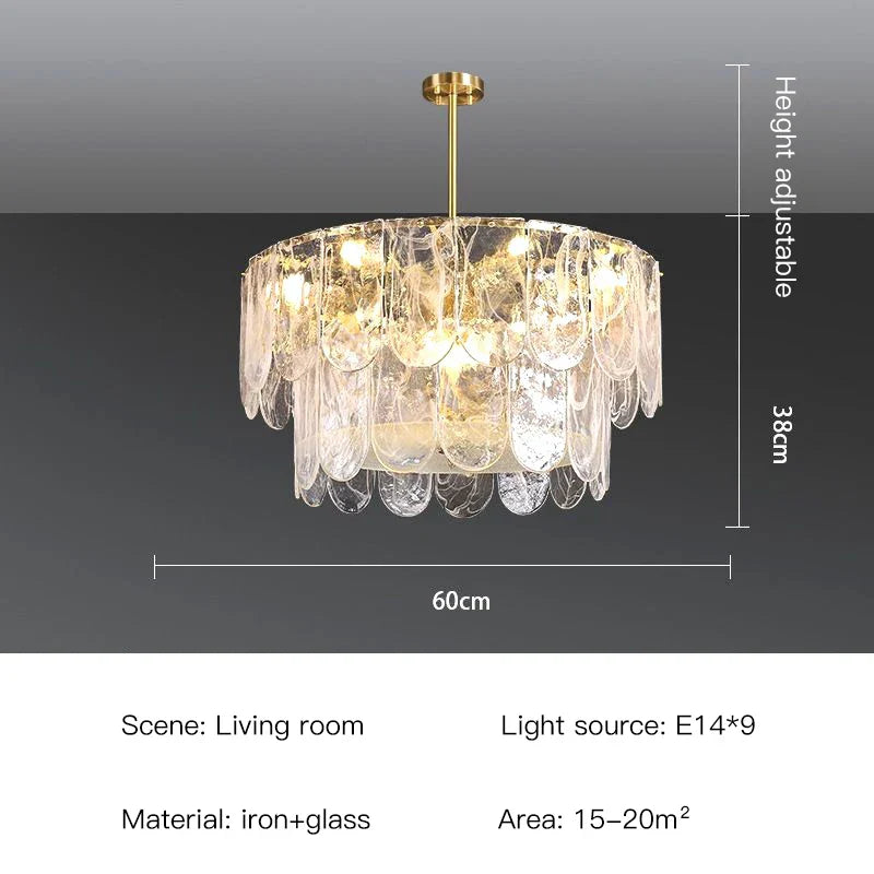 Ginevra Strand Gold LED Marble Crystal Glass Chandelier