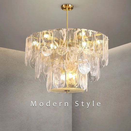 Ginevra Strand Gold LED Marble Crystal Glass Chandelier