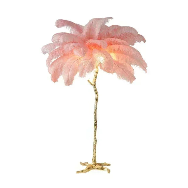 Lily Nordic Feather LED Floor Lamp – Luxury Ostrich Standing Light
