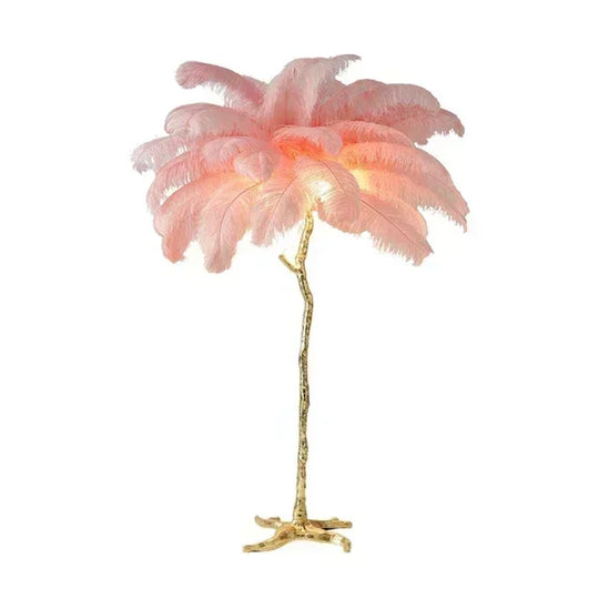 Lily Nordic Feather LED Floor Lamp – Luxury Ostrich Standing Light