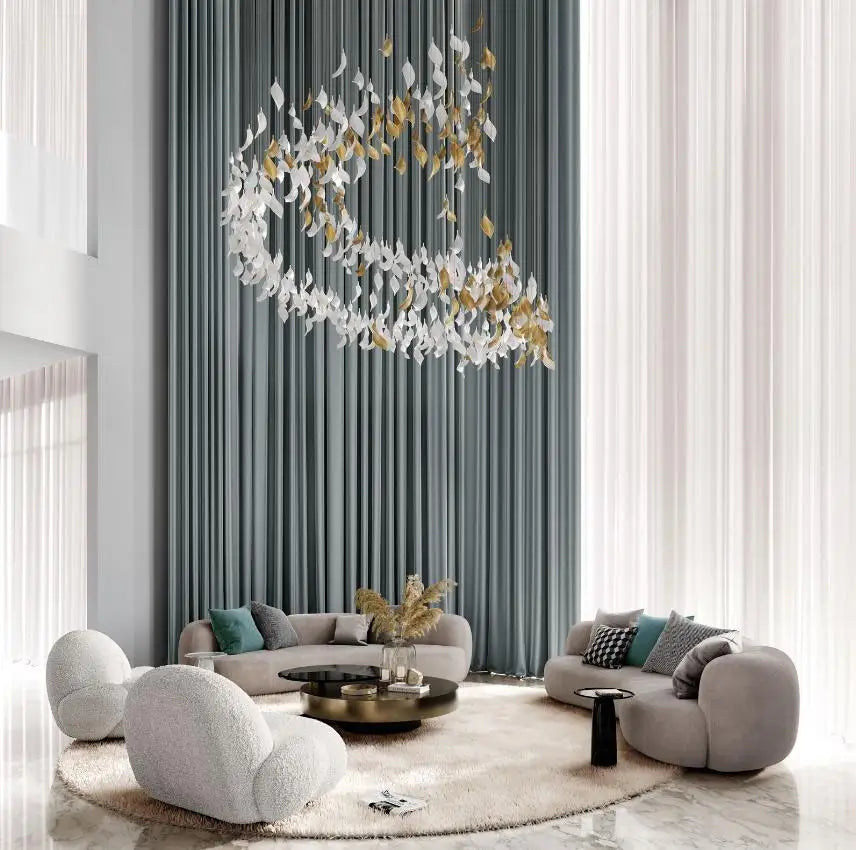 Aurevo Ceramic Leaf Chandelier – Custom Artistic Luxury Lighting