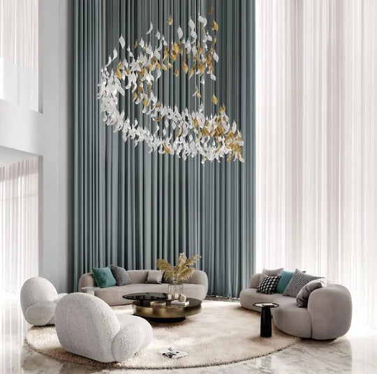 Aurevo Ceramic Leaf Chandelier – Custom Artistic Luxury Lighting
