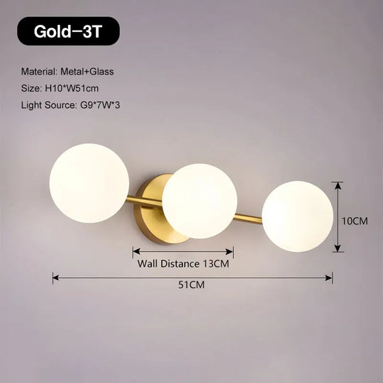 Nordic Frosted Glass Wall Lamp Modern LED Sconce for Bedroom