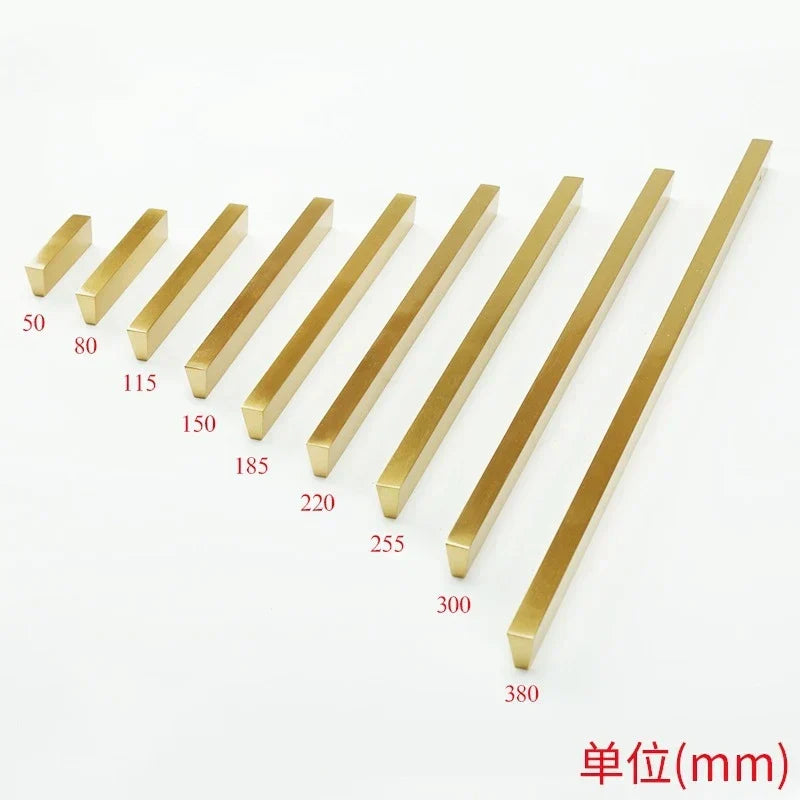 Brass Trapezoidal Cabinet Handles – High-End Golden Drawer Pulls for Wardrobes and Furniture