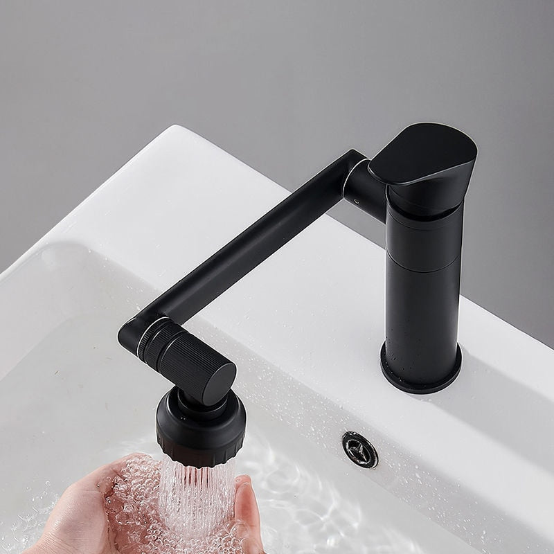 Faucet Bathroom Basin Tap Sink Mixer Black Golden Single Handle Washbasin Rotary Water Saving Hot And Cold Stainless Steel Shower