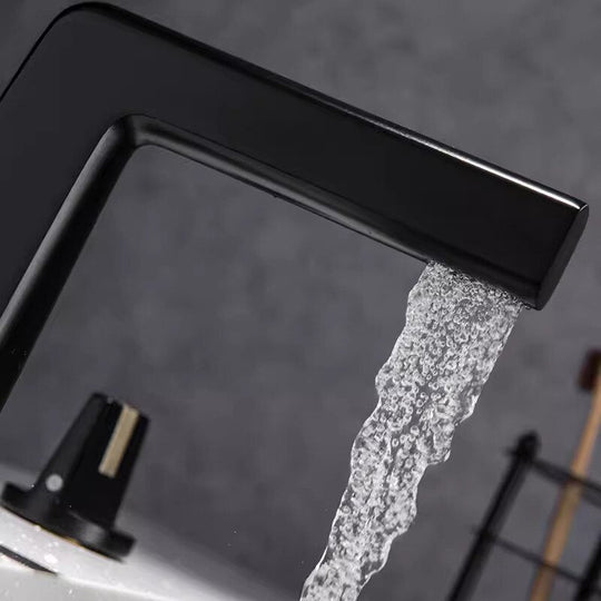 Brushed Gold Basin Faucet Total Brass Black Bathroom Faucet Gray Sink Faucets 3 Hole Hot And Cold Waterfall Faucet Water Tap