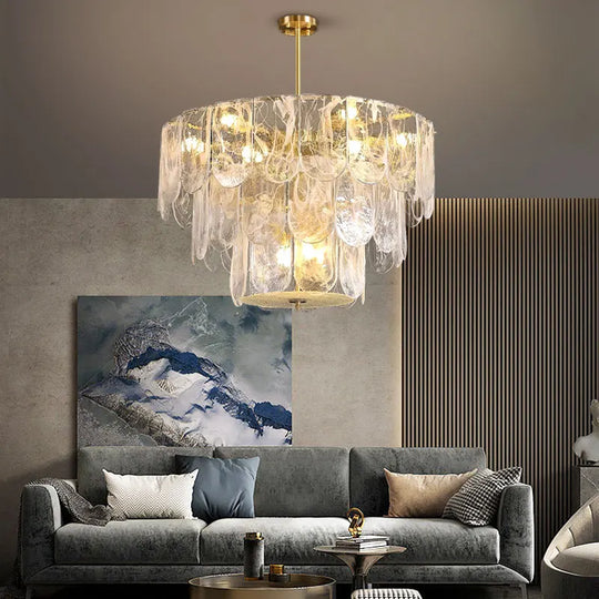 Ginevra Strand Gold LED Marble Crystal Glass Chandelier