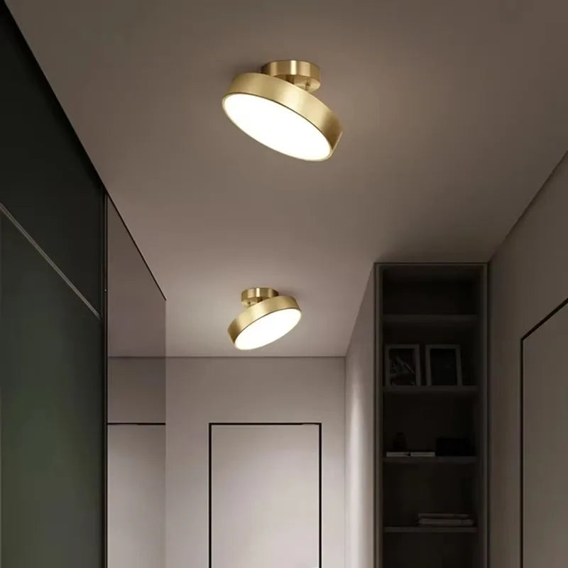Nordic LED Ceiling Light with Adjustable Copper Finish