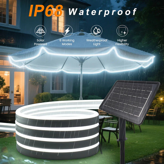Solar Neon LED Strip Lights Waterproof Flexible Outdoor Decoration