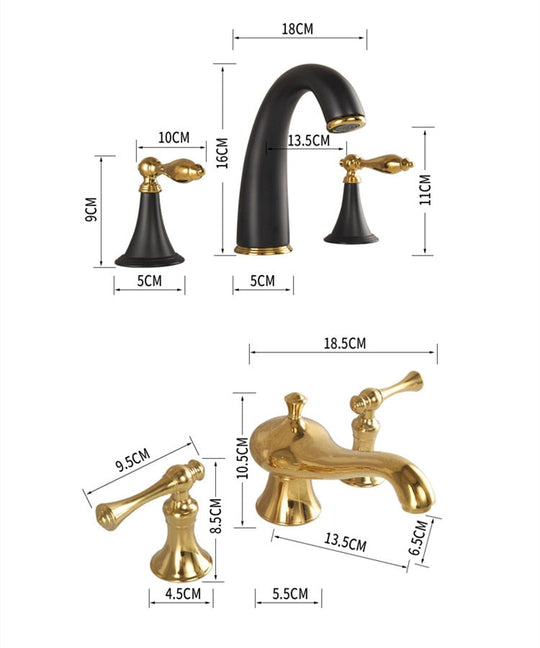 New Basin Faucet Bathroom Widespread Three Holes 8 Inch Brass water Mixer Tap Gold Black Basin Water Sink Mixer crane