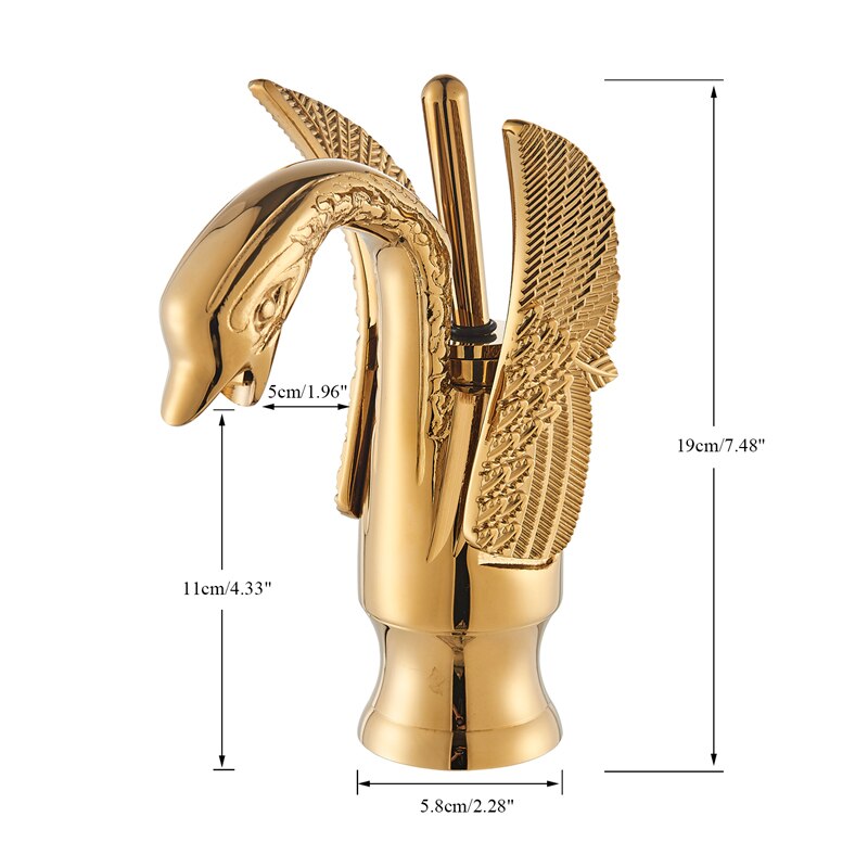 Luxury Bathroom Faucet Basin Faucet Vintage Full Copper Hot and Cold Water Swan Shaped Single Handle Bathroom Black Faucet