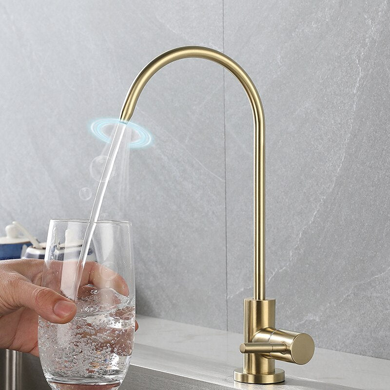 Kitchen Water Filter Faucet Single Cold Water Faucet 1/4 Inch Hose Reverse Osmosis Filters Parts Purifier Direct Drinking Tap