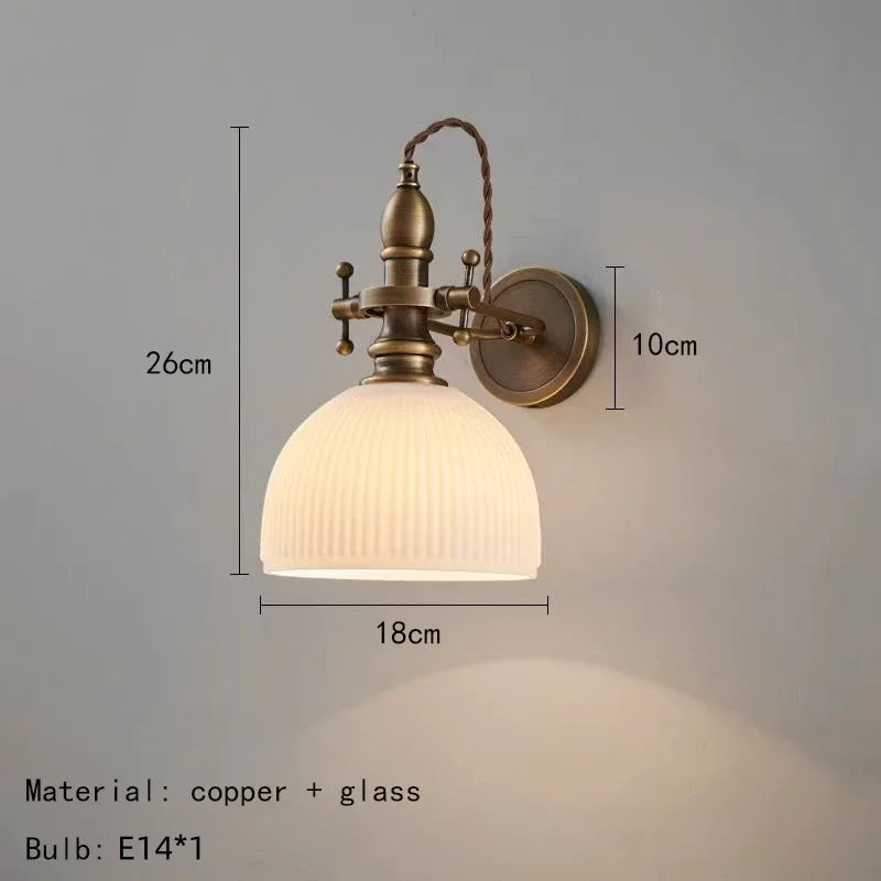 American Vintage Wall Lamp with Old Copper Finish and Clear Glass Shade