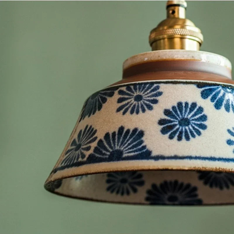 Hand-Painted Ceramic Pendant Light for Dining & Living Room