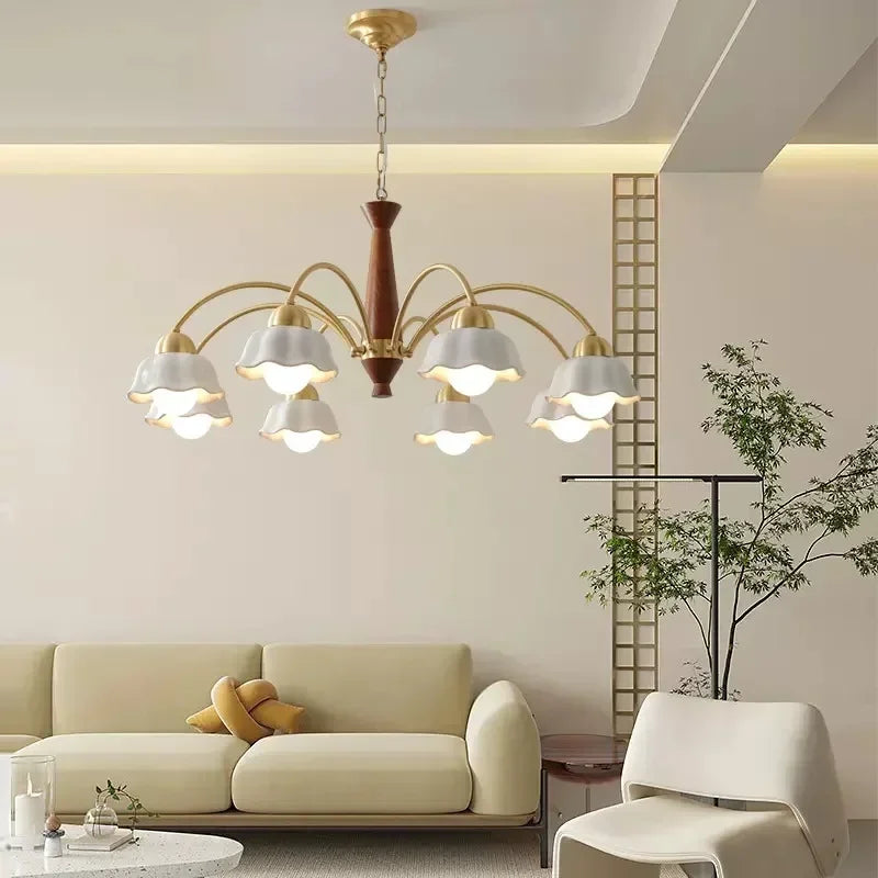 Modern Nordic Ceramic Flower Pendant Light – LED Chandelier