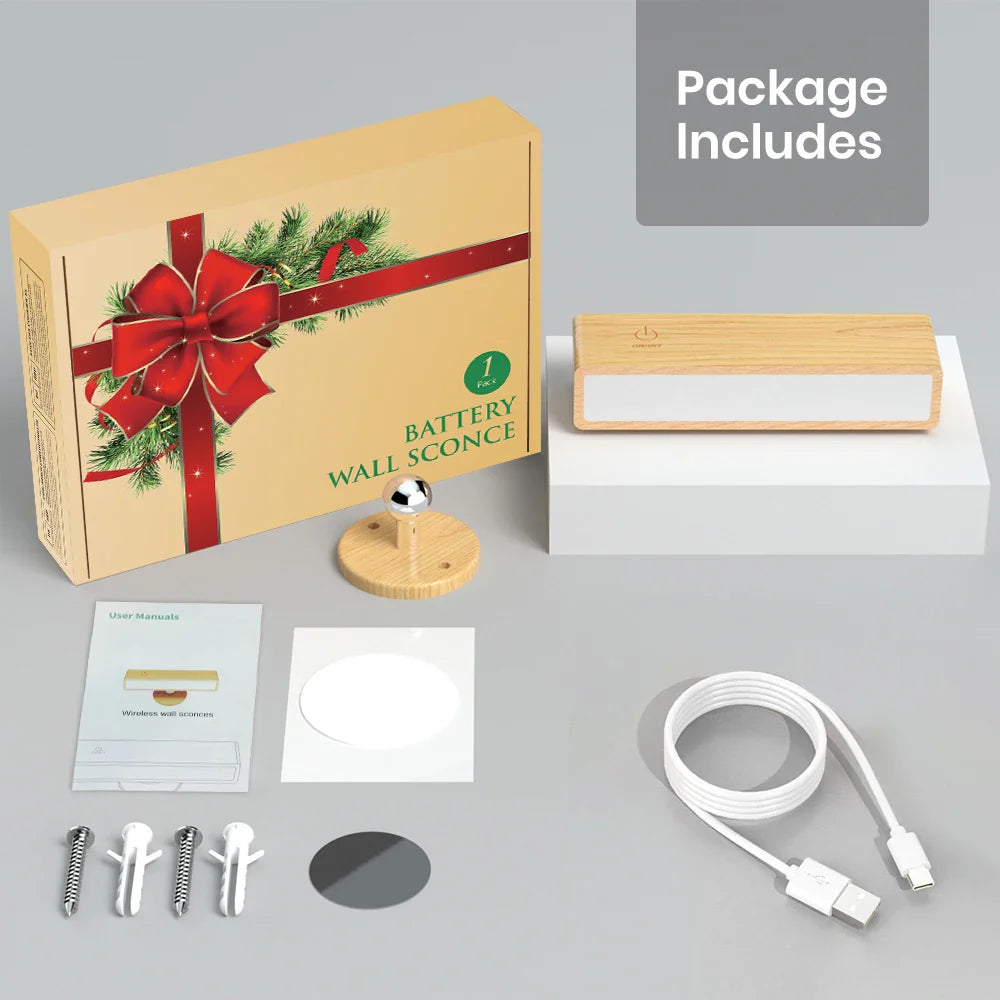 Nordic Wooden Wall Lamp 360° Rotating Magnetic Reading Light