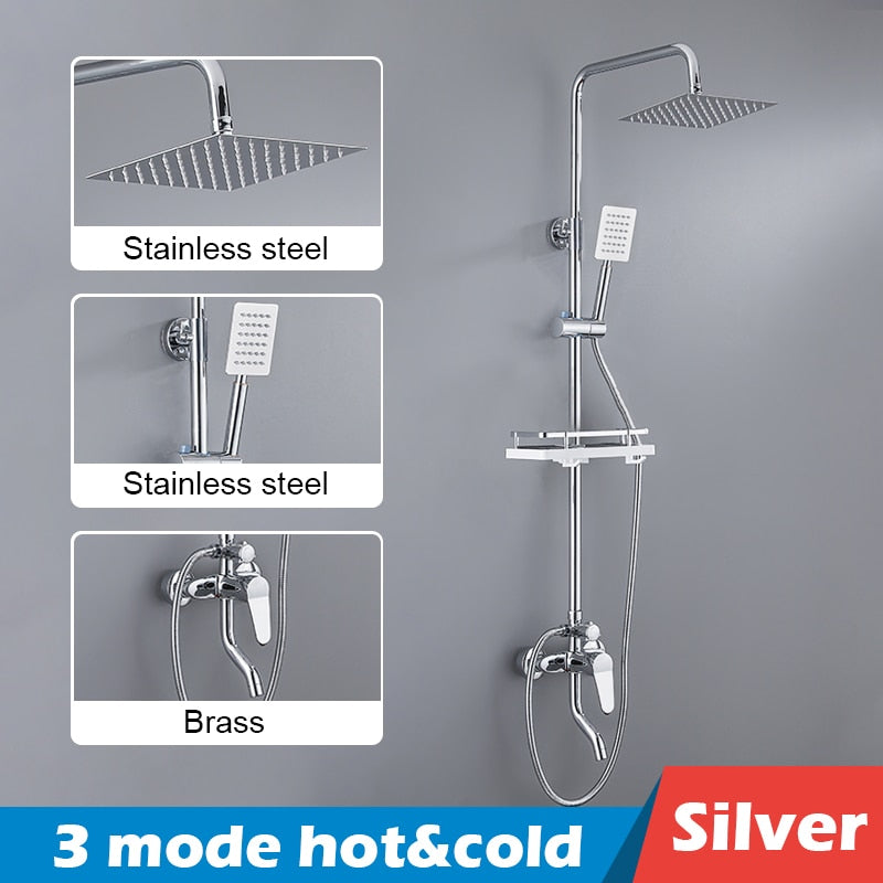 Bathroom Shower Set Black Gold Rain Shower Faucet Thermostatic Digital Display Shower Mixer Taps Copper Shower Systems for Bath