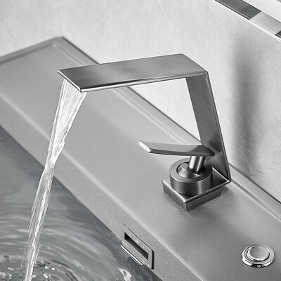 Brushed Gold Bathroom Faucet Gold Basin Faucet Grey Water Faucet Waterfall Water Bathroom Sink Faucet Bathroom tap Basin