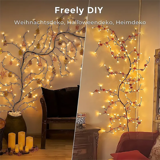 LED Tree Branch Vine Light USB Solar Fairy Lamp Christmas Decor