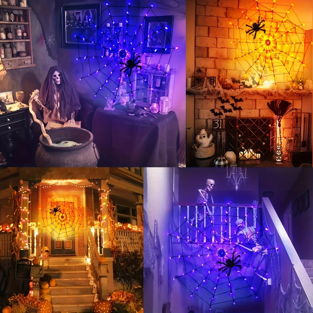 Halloween Spider Web Lights 70 LED Battery Fairy Outdoor Decor