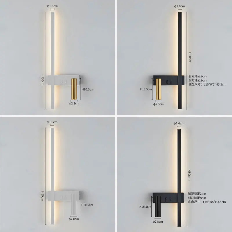 Nordic Modern Wall Lamp Black White Minimalist Bedside Light