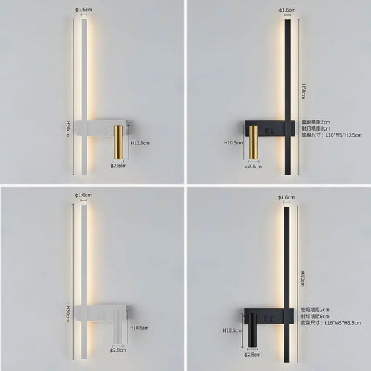 Nordic Modern Wall Lamp Black White Minimalist Bedside Light