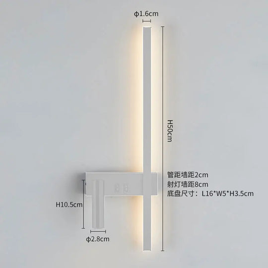 Nordic Modern Wall Lamp Black White Minimalist Bedside Light