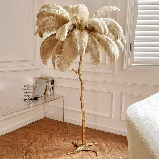 Lily Nordic Feather LED Floor Lamp – Luxury Ostrich Standing Light