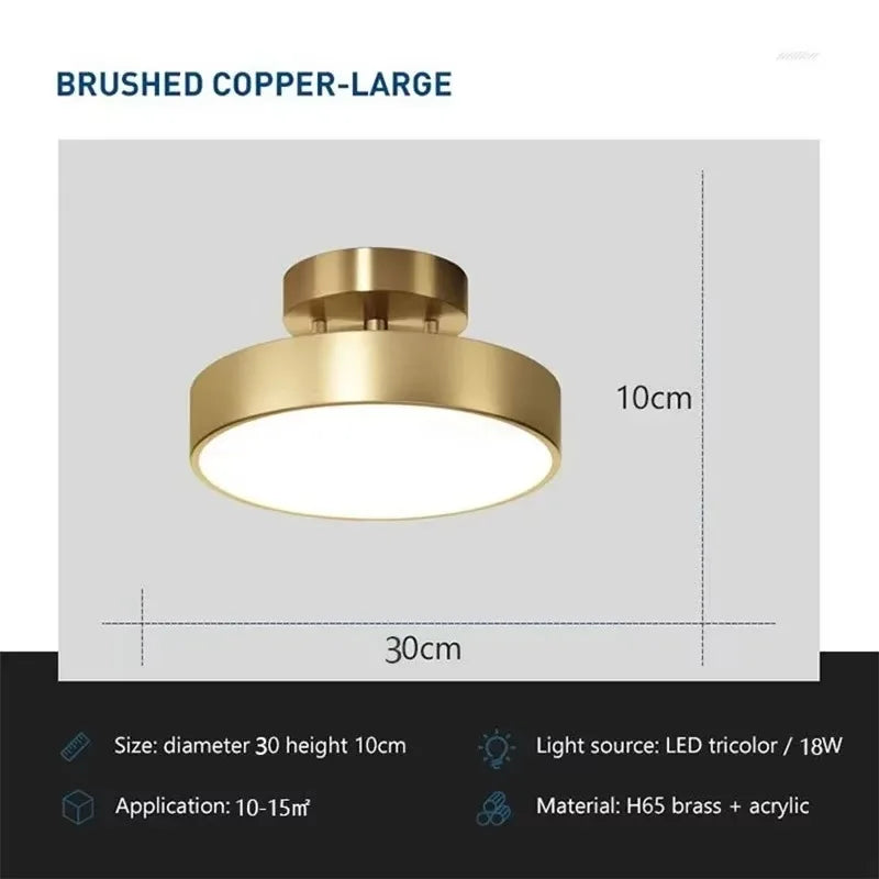 Nordic LED Ceiling Light with Adjustable Copper Finish