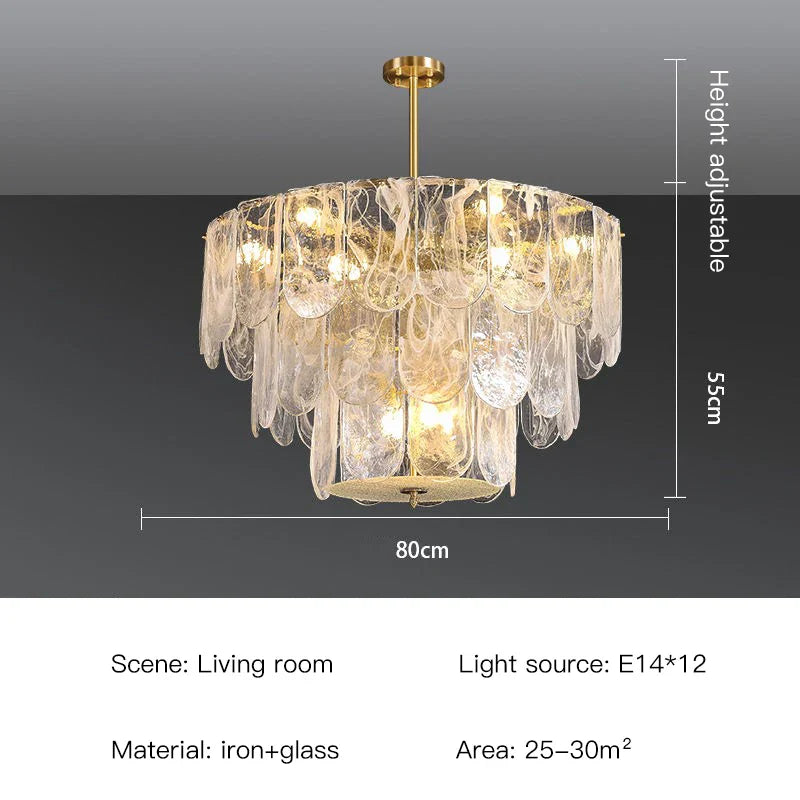 Ginevra Strand Gold LED Marble Crystal Glass Chandelier