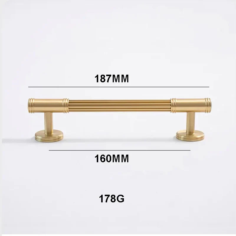 Gold Brass Vertical Linear Cabinet Handles – American-Style Pulls for Wardrobes and Furniture