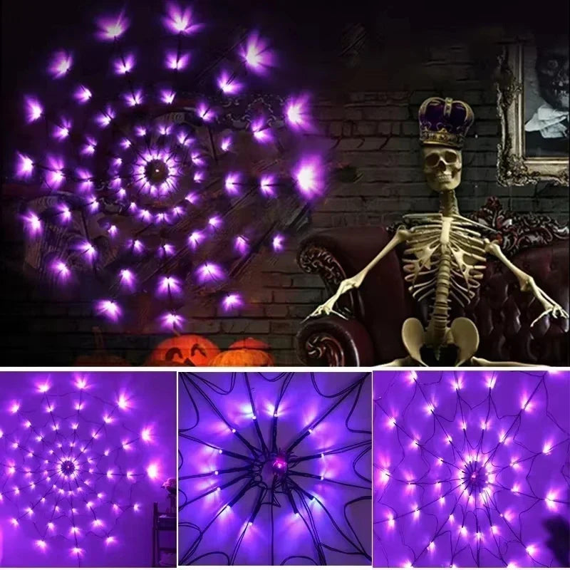 Halloween Spider Web Lights 70 LED Battery Fairy Outdoor Decor