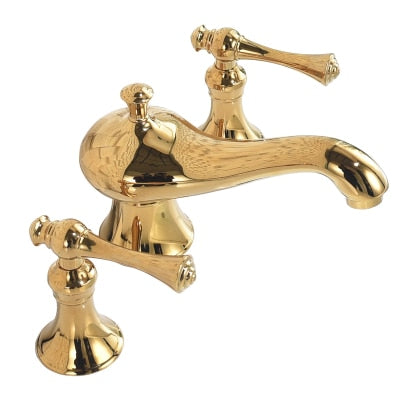 New Basin Faucet Bathroom Widespread Three Holes 8 Inch Brass water Mixer Tap Gold Black Basin Water Sink Mixer crane