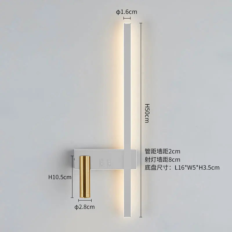 Nordic Modern Wall Lamp Black White Minimalist Bedside Light