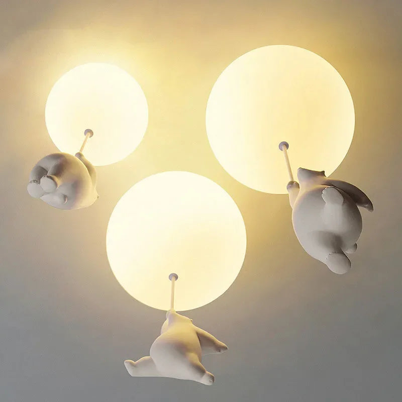 Bear Pendant Light - Whimsical Nordic Children's Room Pendant Light