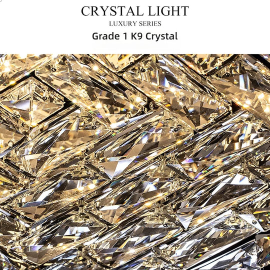 Modern Square Crystal LED Ceiling Light Luxury Bedroom Living Room