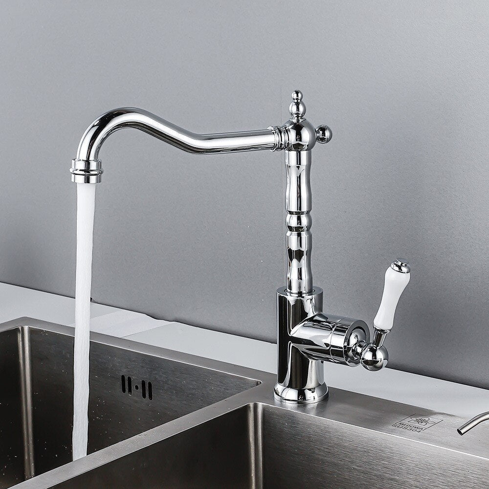 Kitchen Faucets Black Faucets for Kitchen Antique Sink Mixer Single Lever Chrome Sink Mixers Tap Hot Cold Water Crane