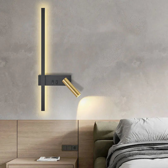 Nordic Modern Wall Lamp Black White Minimalist Bedside Light