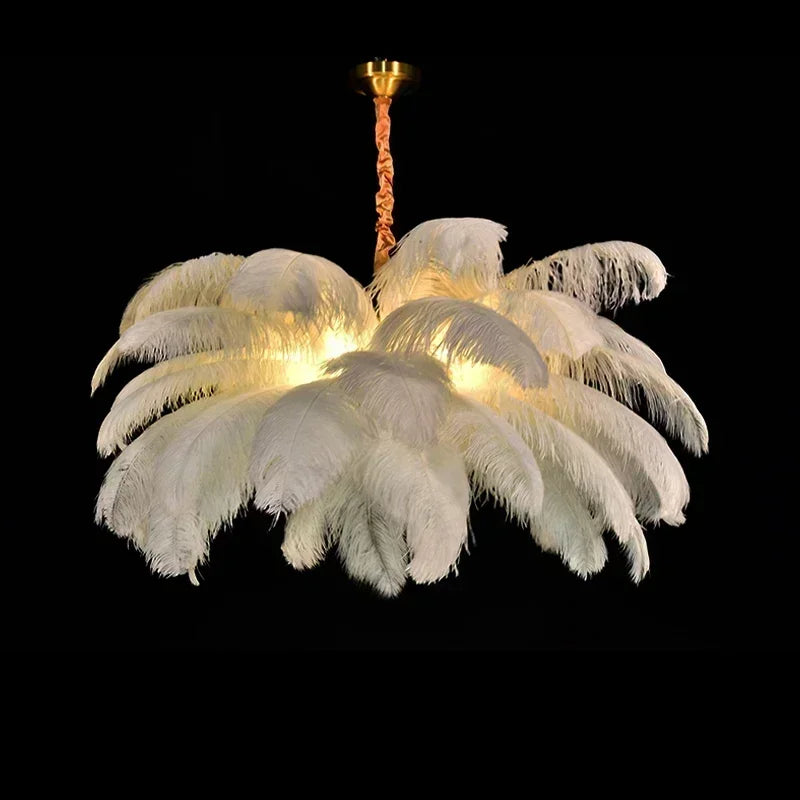 Nordic Feather Pendant Light Modern Art Chandelier for Bedroom