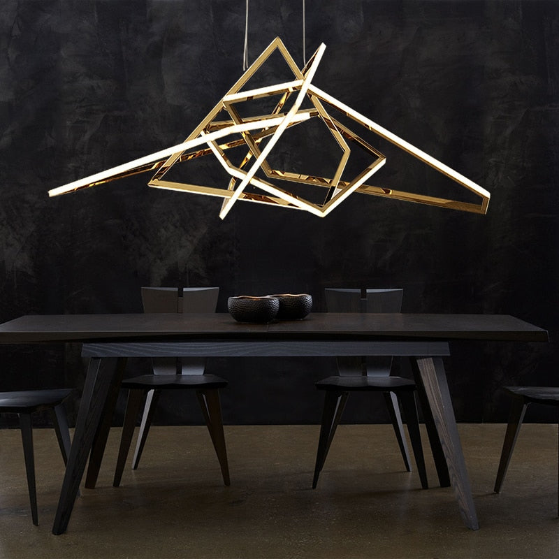 Modern Geometric Gold LED Light Chandelier