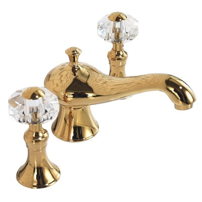 New Basin Faucet Bathroom Widespread Three Holes 8 Inch Brass water Mixer Tap Gold Black Basin Water Sink Mixer crane