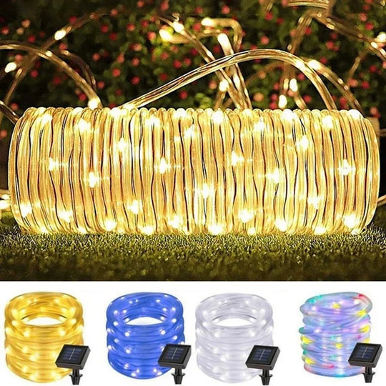 Solar LED Rope String Lights Outdoor Garden Wedding Balcony Decor