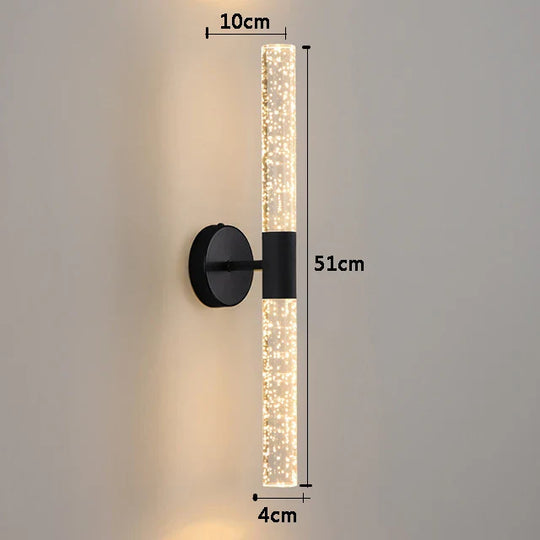 Nordic Crystal Rod LED Wall Lamp Modern Bedside Living Room Light